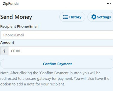 Zipfunds send money tile 